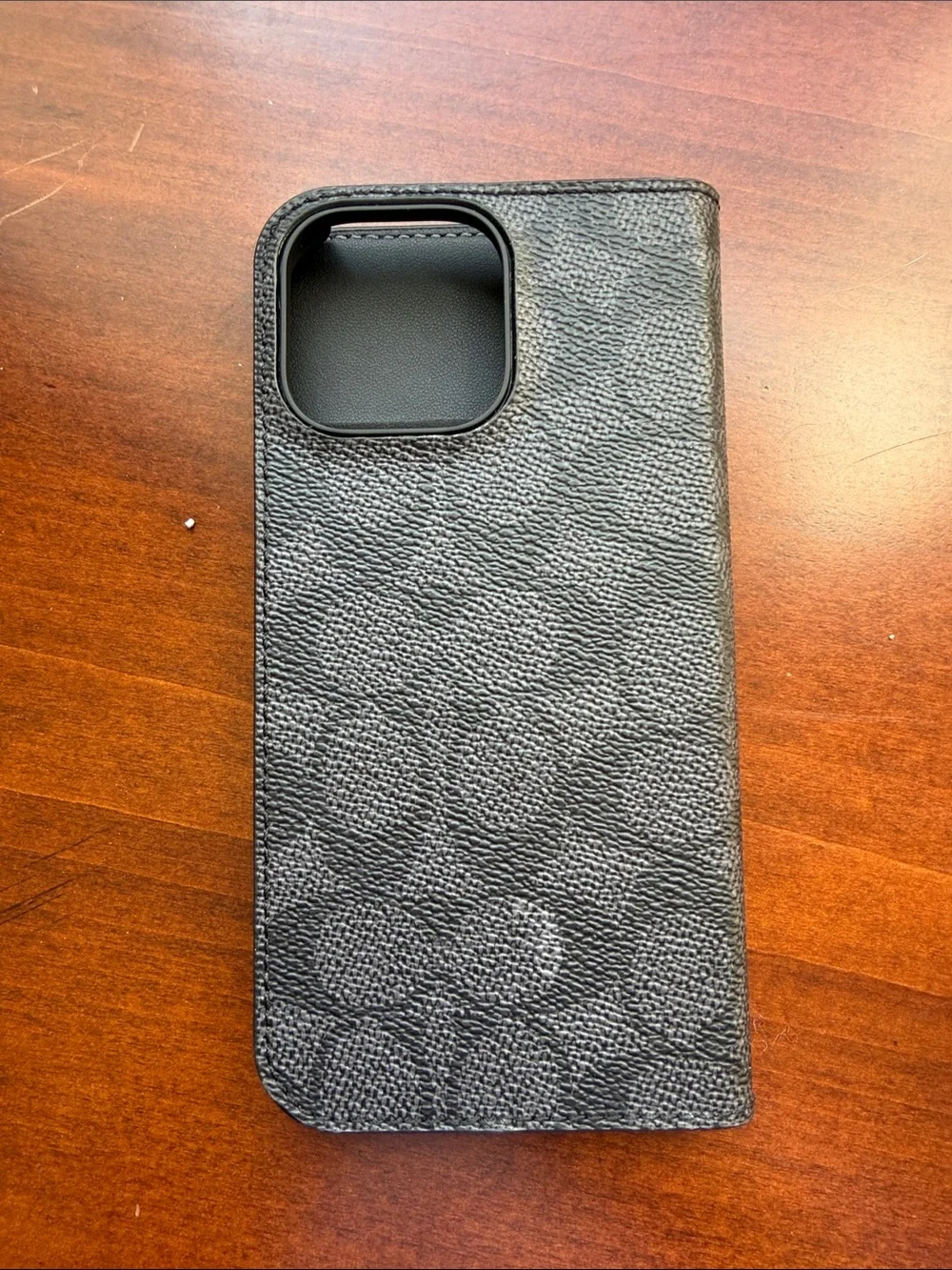 Coach iPhone 16 Pro Max Black Leather Wallet Phone Case